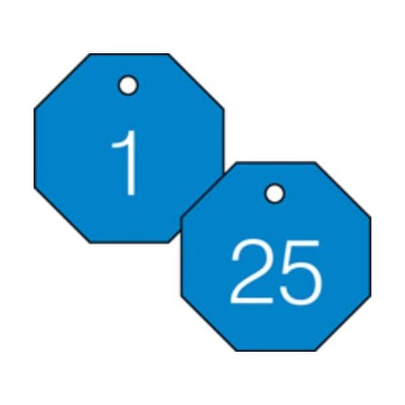 Accuform Engraved Numbered Tags, RP-Plastic, 0.15 in H x 8 in W, 25 PK TDG822BU